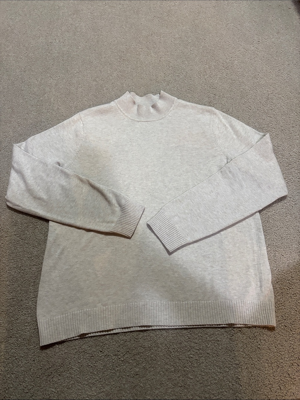 100% Cotton Northern Reflections Light Gray Mock Neck Sweater